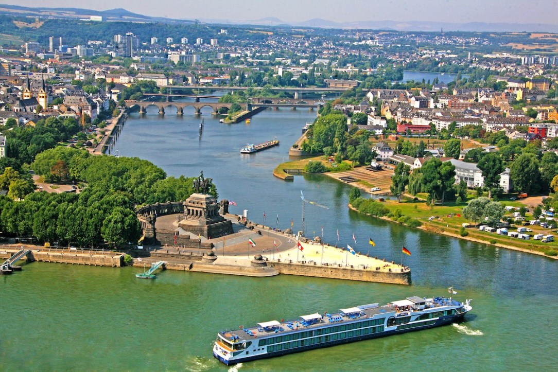 Avalon Creativity; Rhine River; Germany; Europe; city; architecture; statue; Passau; Germany; Moselle River; confluence; Deutsches Eck;